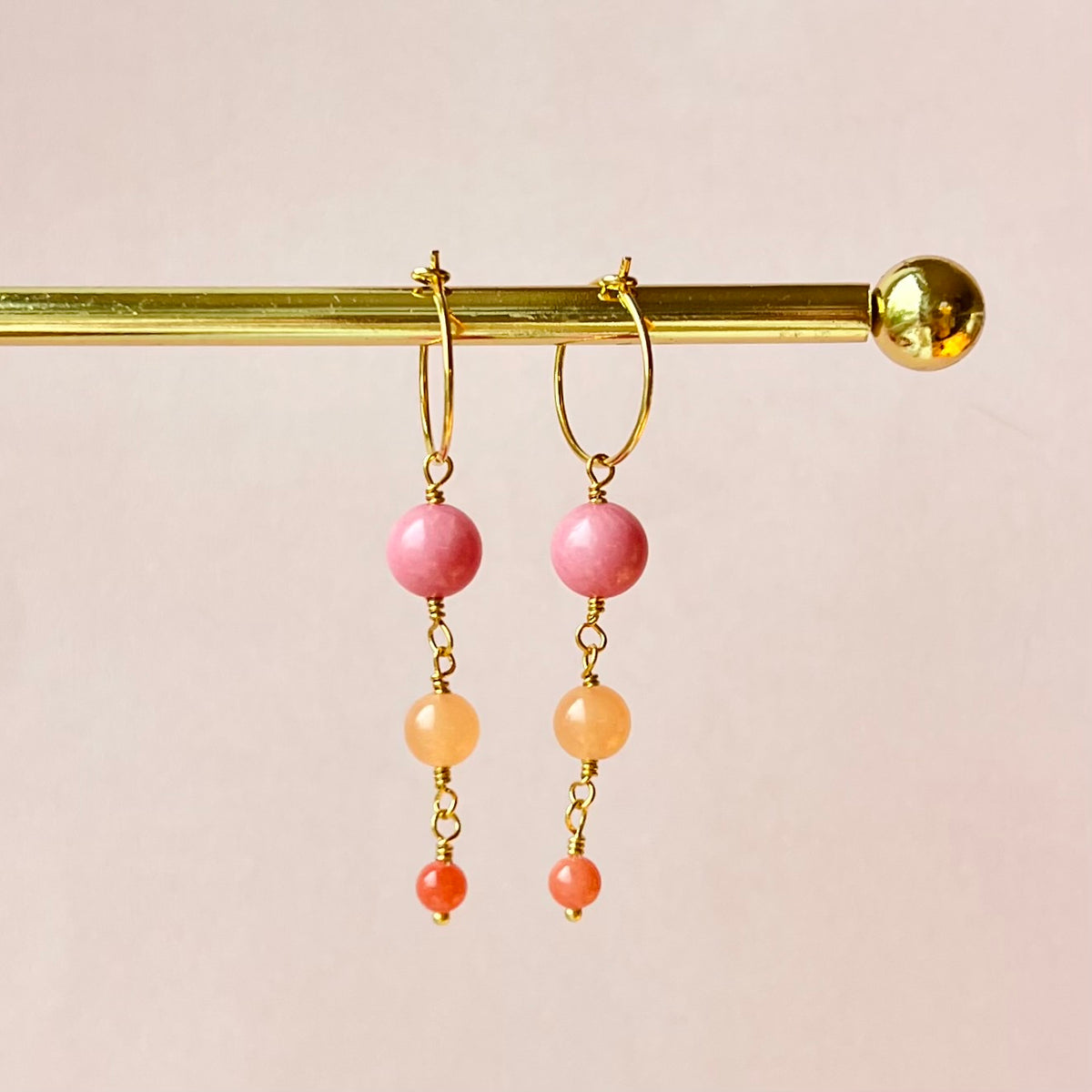Lyserøde/orange Perle Hoops