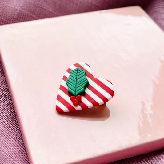 Hjerte-Broche med kristtorn