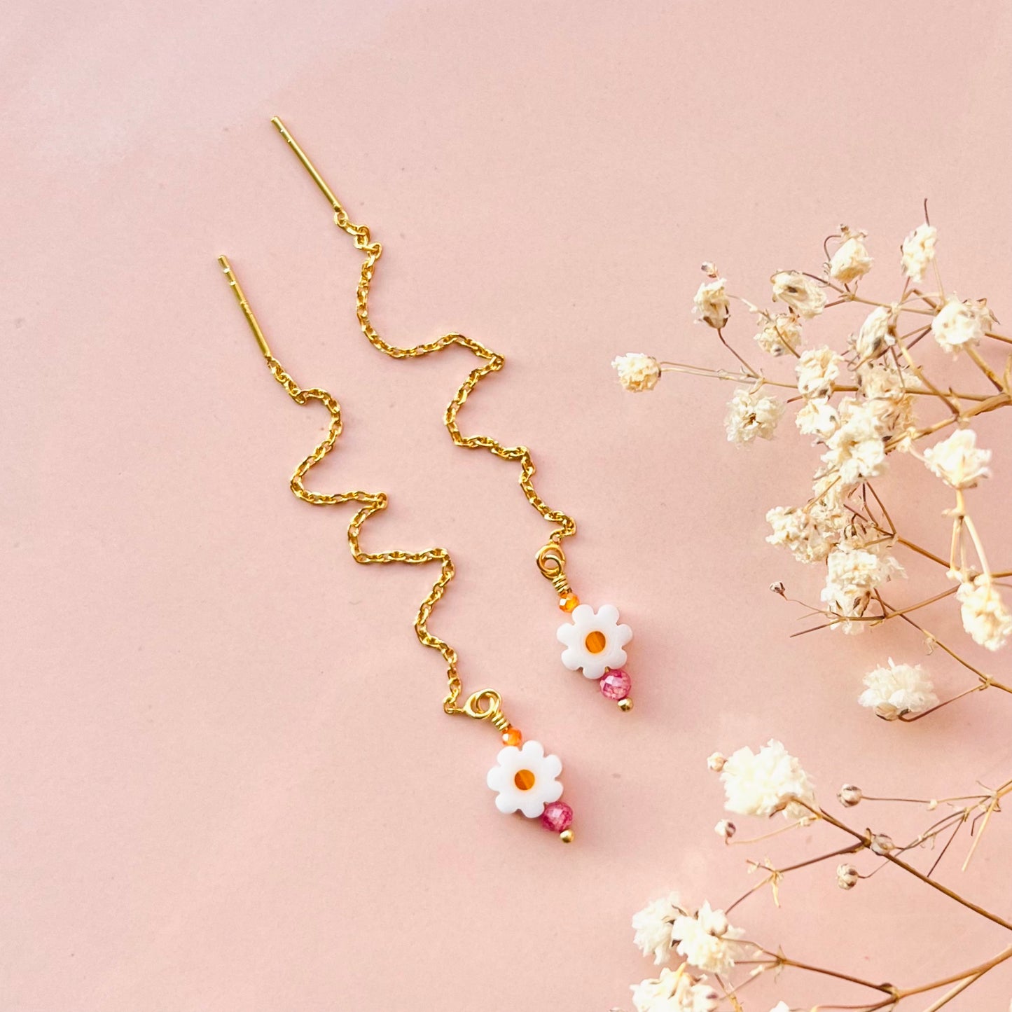 Daisy Kædeøreringe - sæt / 2 stk