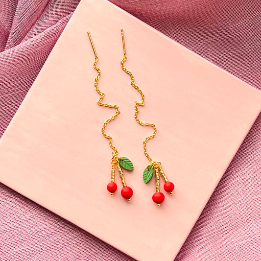 Kirsebær Kædeøreringe - sæt / 2 stk
