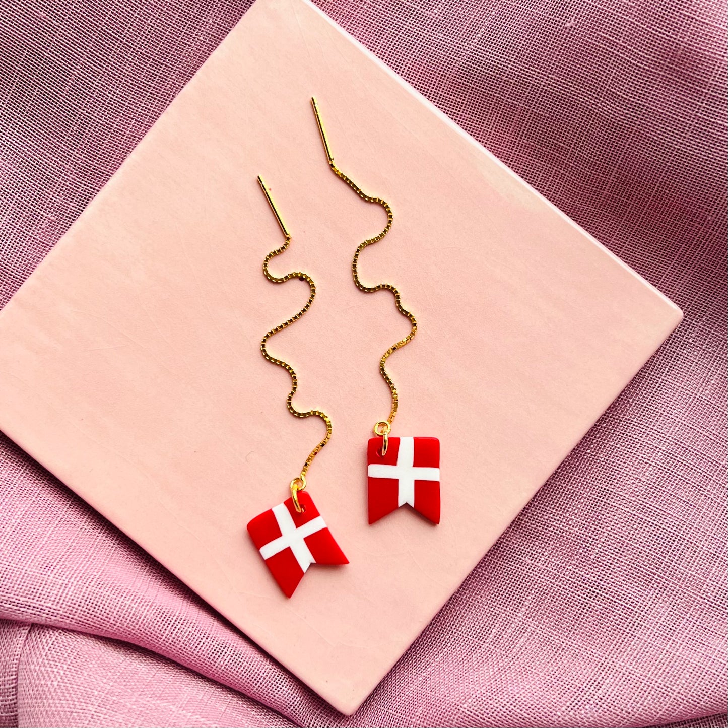 Flag Kædeøreringe - sæt / 2 stk