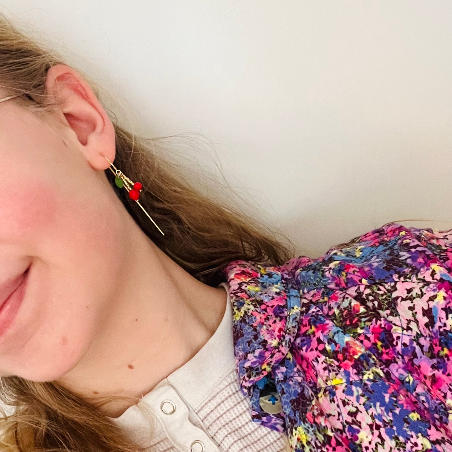 Kirsebær Kædeøreringe - sæt / 2 stk