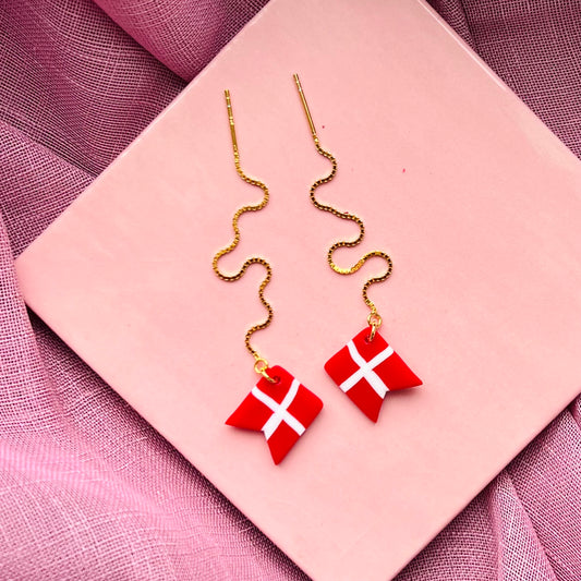 Flag Kædeøreringe - sæt / 2 stk