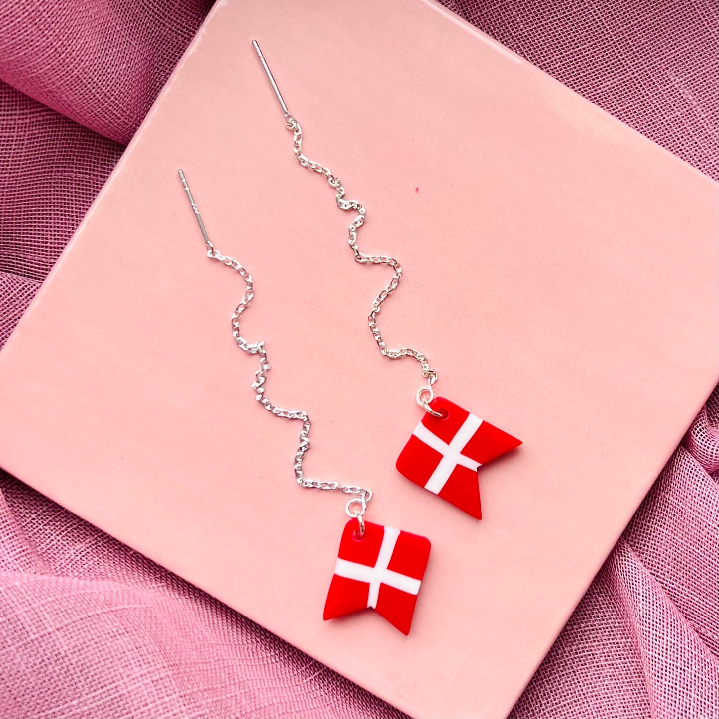 Flag Kædeøreringe - sæt / 2 stk