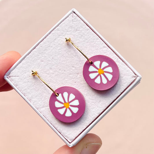 Violette Blomster-hoops
