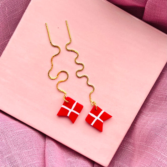 Flag Kædeøreringe - sæt / 2 stk