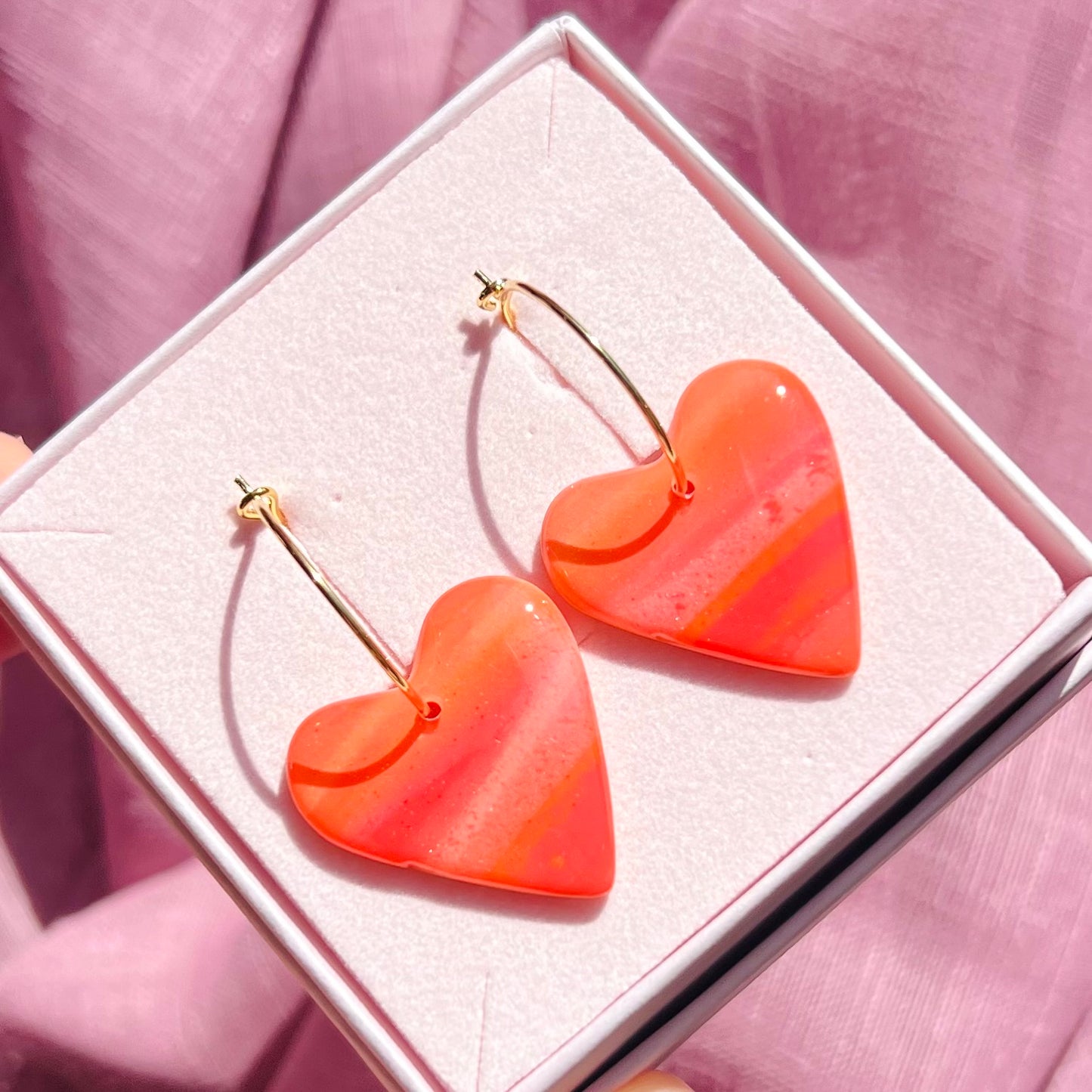 Orange Hjerte Hoops