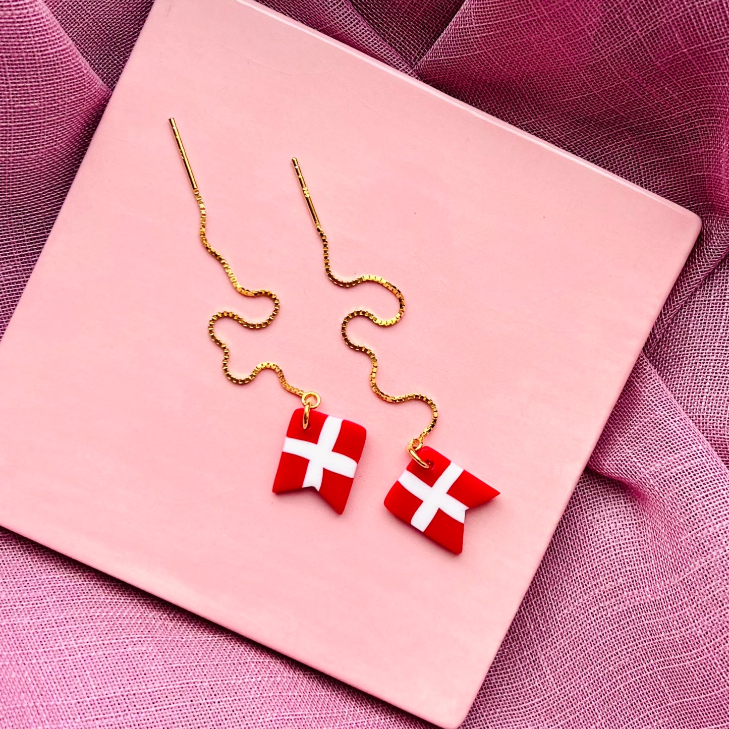 Flag Kædeøreringe - sæt / 2 stk