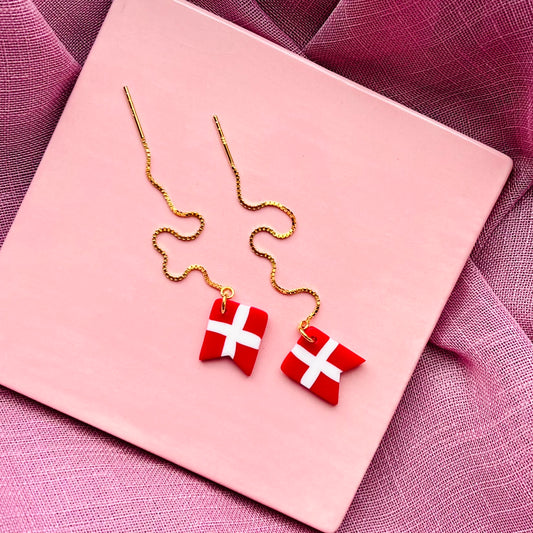 Flag Kædeøreringe - sæt / 2 stk
