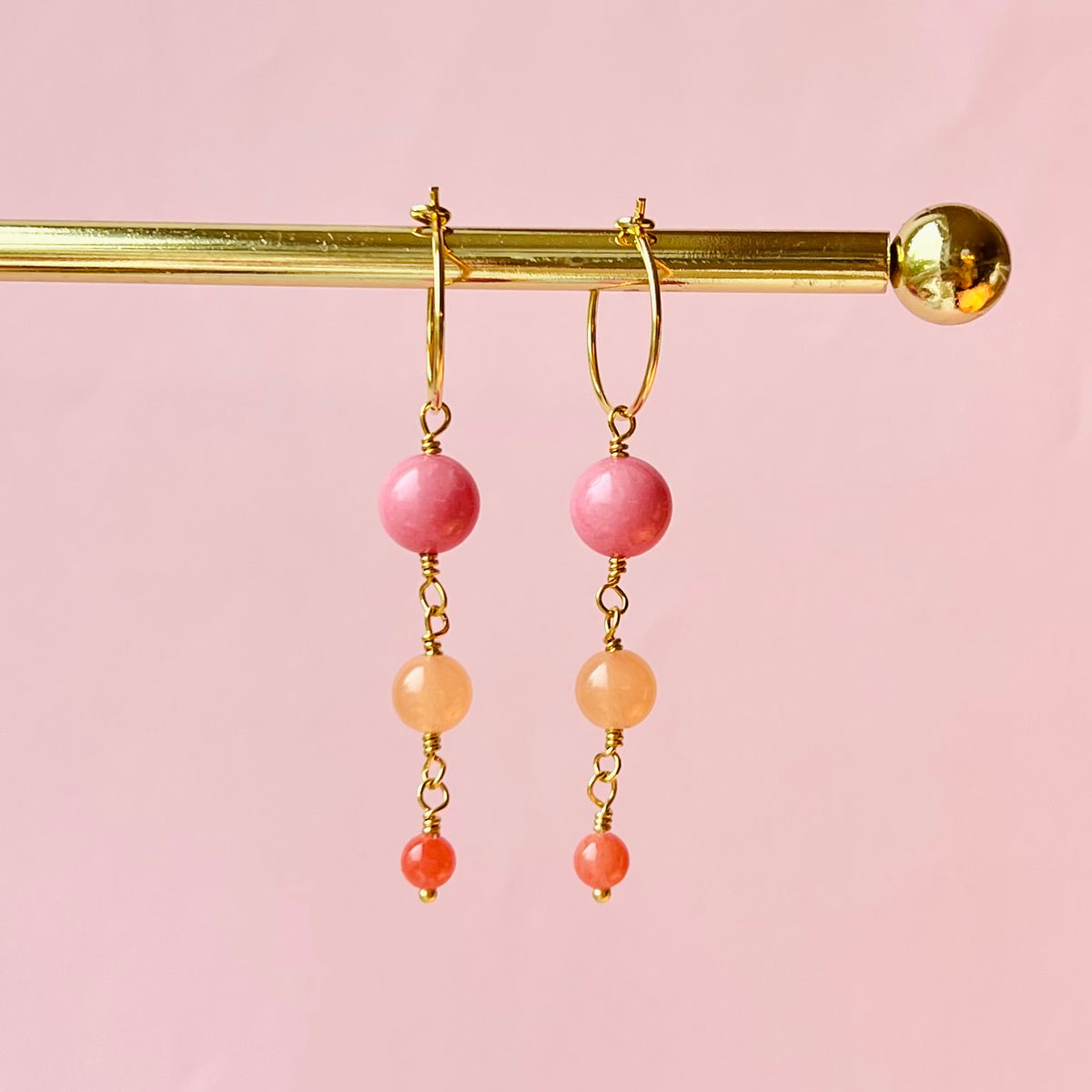 Lyserøde/orange Perle Hoops