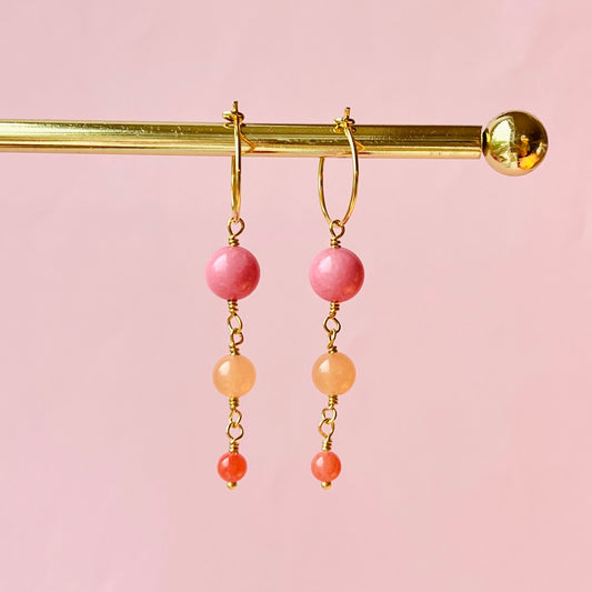 Lyserøde/orange Perle Hoops